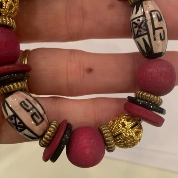 💐5/25 stretch unique art bead Aztec wood bead - Picture 3 of 6